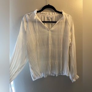 Current Air Pleated Silky Top with Necktie Detail